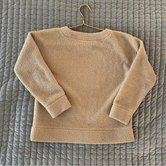 J. Crew Tan Teddy Cropped Sherpa Vintage‎ Fleece Sweatshirt Pullover - Picture 2 of 8